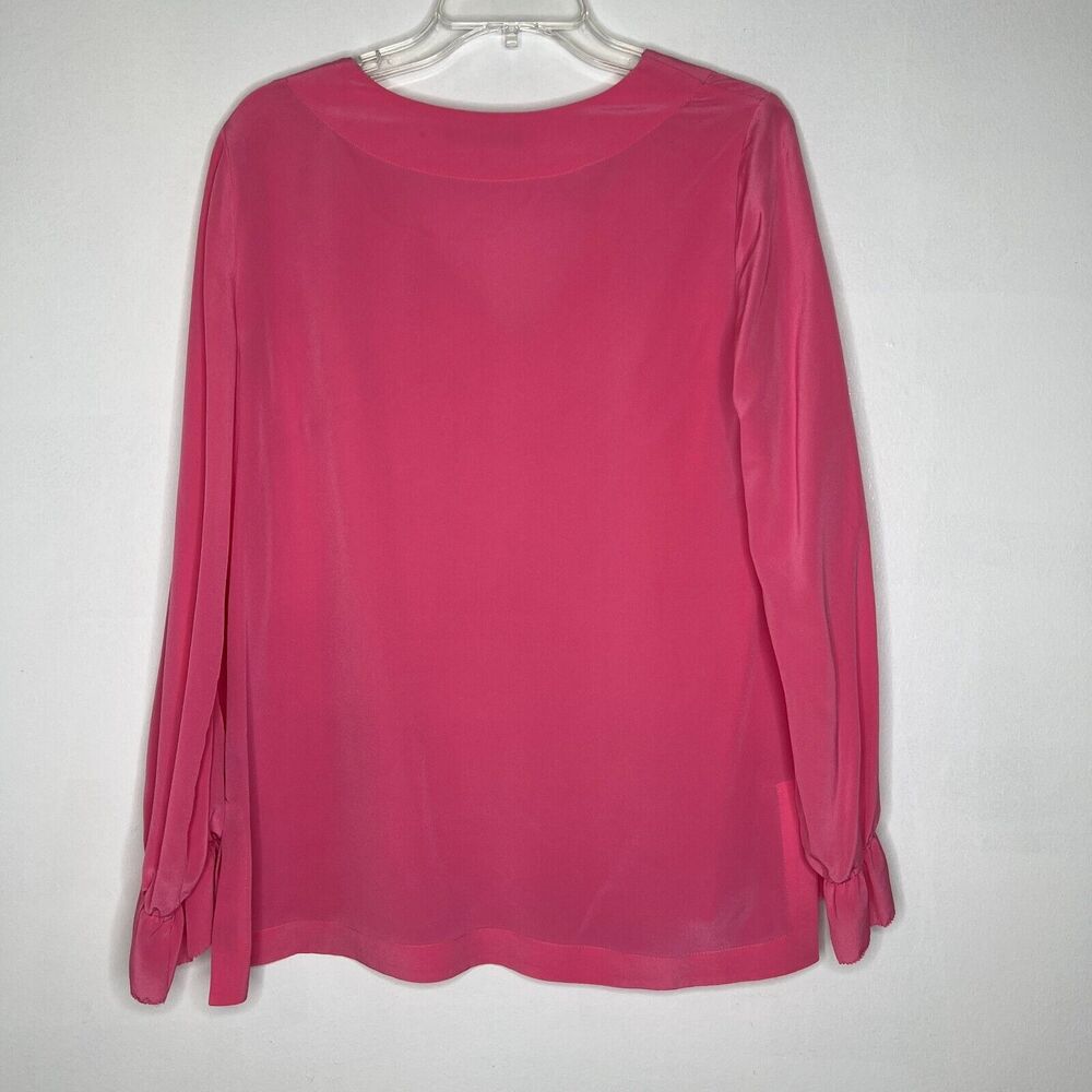 Trina Turk Women's Pink V-Neck Long Sleeve Blouse Size M - Picture 9 of 11